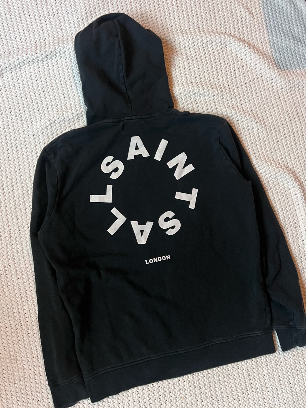 AllSaints Tierra Pullover Circle Logo Hoodie Sweater Black White Size XS